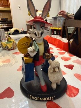 Warner Bros. Bunny Shopaholic Figurine - Gray, Red, Blue, Cream